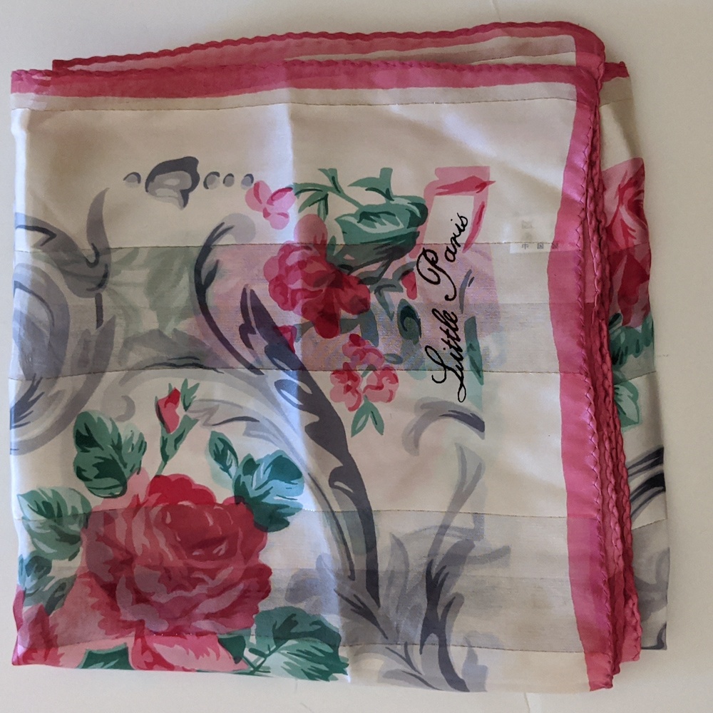 Little Paris Floral 💯 Silk Scarf